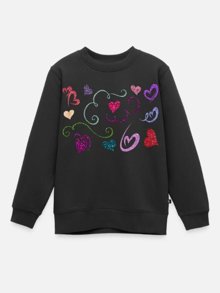 Glitter Heart Design - Kids Premium Organic Sweatshirt - black