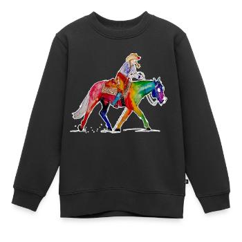 Ranch Riding - Sweat Premium enfant bio - noir - Devant - AI Model Kid Female (0cm)