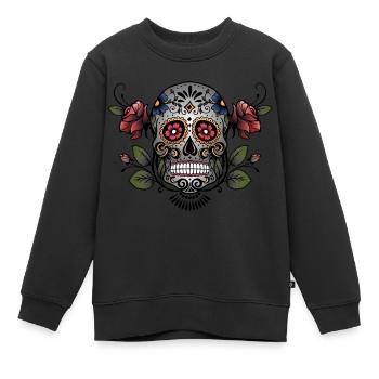 Sugar Skull - Kids Premium Organic Sweatshirt - black - Front - AI Model Kid Female (0cm)