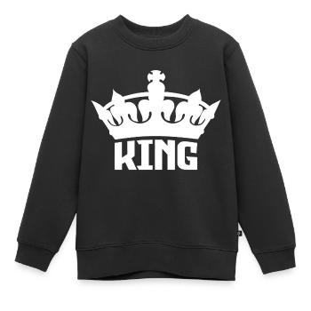 King & Queen | King - Kinder Premium Organic Sweatshirt - Schwarz - Vorne - AI Model Kid Female (0cm)
