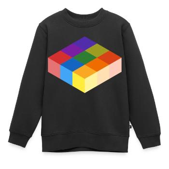 Cube Grid - Kinder Premium Organic Sweatshirt - Schwarz - Vorne - AI Model Kid Female (0cm)
