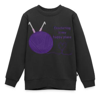 Häkeln ist mein glücklicher Ort - Kinder Premium Organic Sweatshirt - Schwarz - Vorne - AI Model Kid Female (0cm)