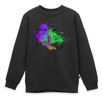 Pferdekopf - Kinder Premium Organic Sweatshirt - Schwarz - Vorne - AI Model Kid Female (0cm)