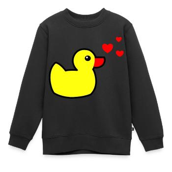 Quietscheente Gelb Valentinstag - Kinder Premium Organic Sweatshirt - Schwarz - Vorne - AI Model Kid Female (0cm)