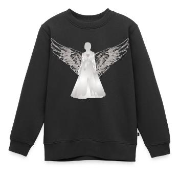 Ange Gardien Ange avec Cœur - Sweat Premium enfant bio - noir - Devant - AI Model Kid Female (0cm)