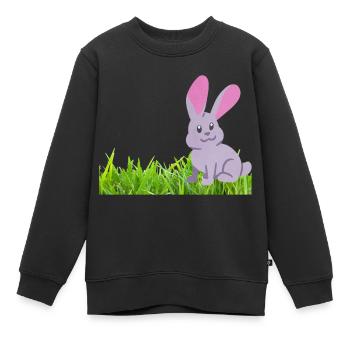 Kaninchen auf Gras - Kinder Premium Organic Sweatshirt - Schwarz - Vorne - AI Model Kid Female (0cm)