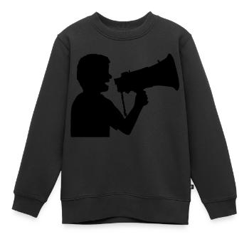 Mégaphone Propaganda Man en colère - Sweat Premium enfant bio - noir - Devant - AI Model Kid Female (0cm)