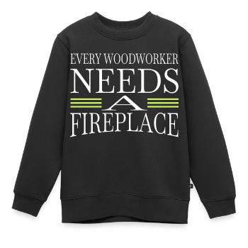 dictons couper le marteau-piqueur en bois - Sweat Premium enfant bio - noir - Devant - AI Model Kid Female (0cm)