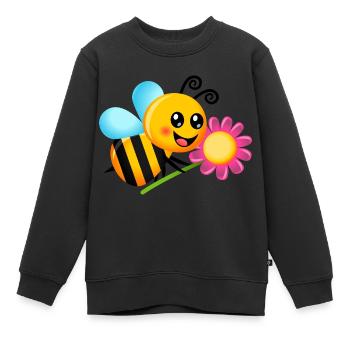 Happy Garden Bee Cartoon - Kids Premium Organic Sweatshirt - black - Front - AI Model Kid Female (0cm)