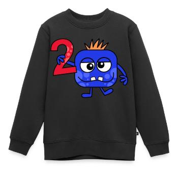 Funny Cartoon Blue Number Two Monster - Kids Premium Organic Sweatshirt - black - Front - AI Model Kid Female (0cm)