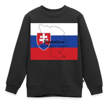 Bratislava - Hauptstadt mit GPS & Flagge - Kinder Premium Organic Sweatshirt - Schwarz - Vorne - AI Model Kid Female (0cm)