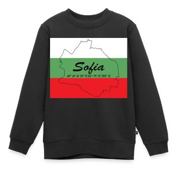 Sofia - Hauptstadt mit GPS & Flagge - Kinder Premium Organic Sweatshirt - Schwarz - Vorne - AI Model Kid Female (0cm)