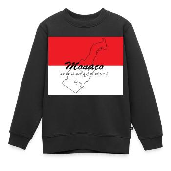 Monaco - Stadtstaat mit GPS & Flagge - Kinder Premium Organic Sweatshirt - Schwarz - Vorne - AI Model Kid Female (0cm)