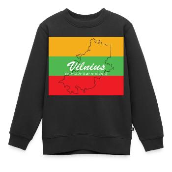 Vilnius - Hauptstadt mit GPS & Flagge - Kinder Premium Organic Sweatshirt - Schwarz - Vorne - AI Model Kid Female (0cm)