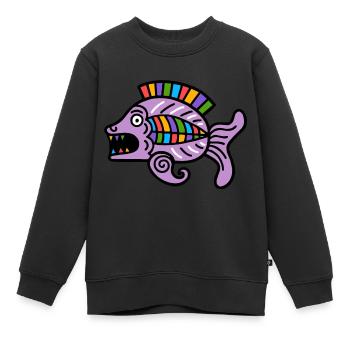 Kultur der Inkas, Fischsymbol - Kinder Premium Organic Sweatshirt - Schwarz - Vorne - AI Model Kid Female (0cm)