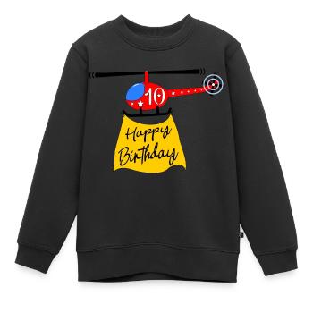 Hubschrauber Happy Birthday 10 - Kinder Premium Organic Sweatshirt - Schwarz - Vorne - AI Model Kid Female (0cm)