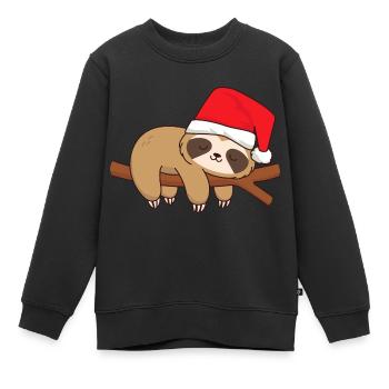 Faultier schlafend am Ast Xmas Weihachten Nikolaus - Kinder Premium Organic Sweatshirt - Schwarz - Vorne - AI Model Kid Female (0cm)