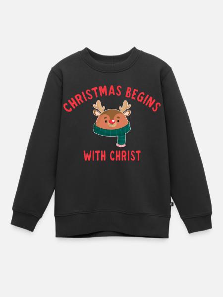 Christmas Begins With Christ - Sweat Premium enfant bio - noir