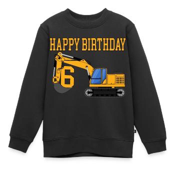 Bagger Happy Birthday 6 - Kinder Premium Organic Sweatshirt - Schwarz - Vorne - AI Model Kid Female (0cm)