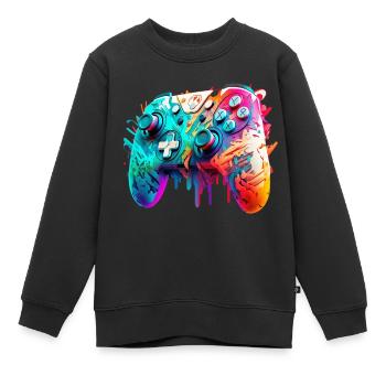 Neon Gaming Controller / Kontroller - Kinder Premium Organic Sweatshirt - Schwarz - Vorne - AI Model Kid Female (0cm)