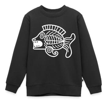 Kultur der Inkas, Fischsymbol - Kinder Premium Organic Sweatshirt - Schwarz - Vorne - AI Model Kid Female (0cm)