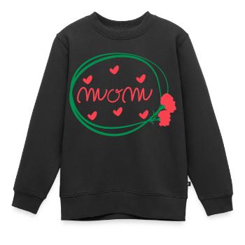 MAMAN LETTRAGE AVEC DES ŒILLETS - Sweat Premium enfant bio - noir - Devant - AI Model Kid Female (0cm)