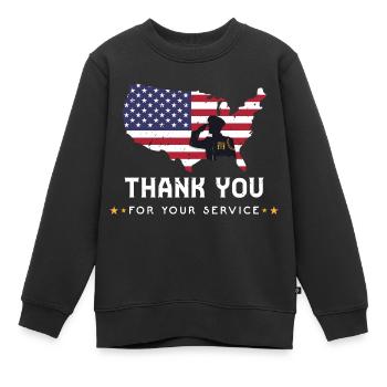 Thank You For Your Service Patriotic Veterans Day - Sweat Premium enfant bio - noir - Devant - AI Model Kid Female (0cm)