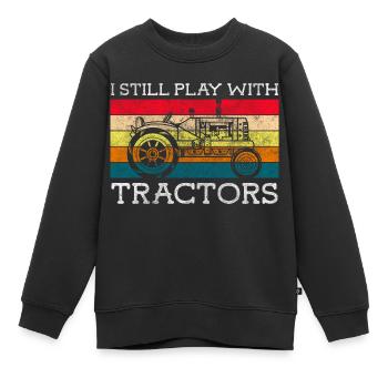Tracteur Travail Nature Récolte - Sweat Premium enfant bio - noir - Devant - AI Model Kid Female (0cm)