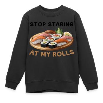 Stop Staring at my Rolls Sushi - Kinder Premium Organic Sweatshirt - Schwarz - Vorne - AI Model Kid Female (0cm)