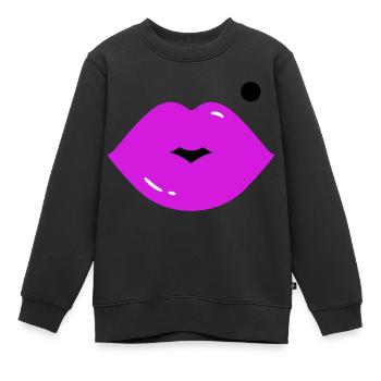 Lèvres avec grain de beauté - Sweat Premium enfant bio - noir - Devant - AI Model Kid Female (0cm)