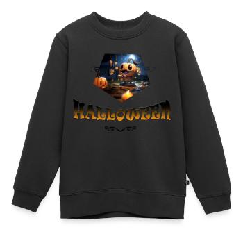 Halloween 2023 Citrouille gourmande - Sweat Premium enfant bio - noir - Devant - AI Model Kid Female (0cm)