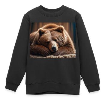 Niedliche Tiere im Winterschlaf – Braunbär - Kinder Premium Organic Sweatshirt - Schwarz - Vorne - AI Model Kid Female (0cm)