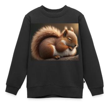 Niedliche Tiere im Winterschlaf – Eichhörnchen - Kinder Premium Organic Sweatshirt - Schwarz - Vorne - AI Model Kid Female (0cm)