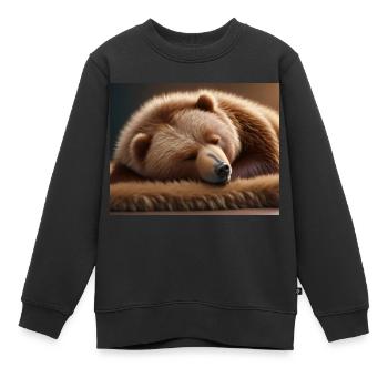 Niedliche Tiere im Winterschlaf – Braunbär - Kinder Premium Organic Sweatshirt - Schwarz - Vorne - AI Model Kid Female (0cm)