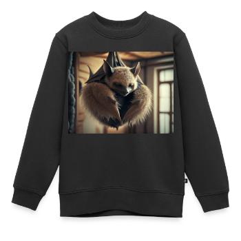 Niedliche Tiere chillen – Fledermaus - Kinder Premium Organic Sweatshirt - Schwarz - Vorne - AI Model Kid Female (0cm)