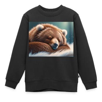 Niedliche Tiere im Winterschlaf – Braunbär - Kinder Premium Organic Sweatshirt - Schwarz - Vorne - AI Model Kid Female (0cm)