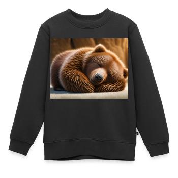 Niedliche Tiere im Winterschlaf – Braunbär - Kinder Premium Organic Sweatshirt - Schwarz - Vorne - AI Model Kid Female (0cm)