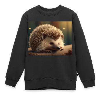 Niedliche Tiere im Winterschlaf – Igel - Kinder Premium Organic Sweatshirt - Schwarz - Vorne - AI Model Kid Female (0cm)