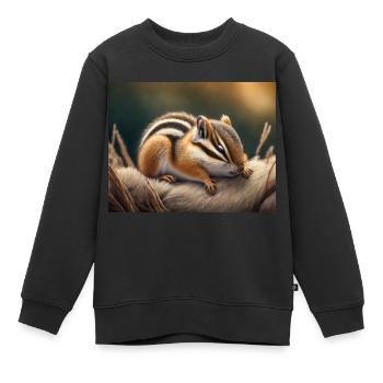 Niedliche Tiere im Winterschlaf – Streifenhörnchen - Kinder Premium Organic Sweatshirt - Schwarz - Vorne - AI Model Kid Female (0cm)