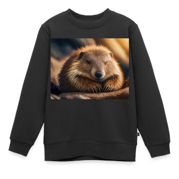 Niedliche Tiere im Winterschlaf – Murmeltier - Kinder Premium Organic Sweatshirt - Schwarz - Vorne - AI Model Kid Female (0cm)