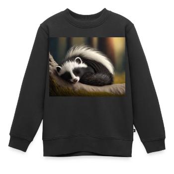 Niedliche Tiere im Winterschlaf – Waschbär - Kinder Premium Organic Sweatshirt - Schwarz - Vorne - AI Model Kid Female (0cm)