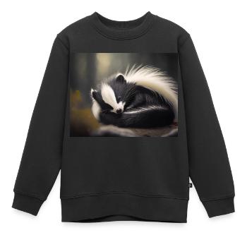Niedliche Tiere im Winterschlaf – Waschbär - Kinder Premium Organic Sweatshirt - Schwarz - Vorne - AI Model Kid Female (0cm)