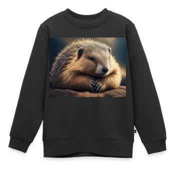 Niedliche Tiere im Winterschlaf – Murmeltier - Kinder Premium Organic Sweatshirt - Schwarz - Vorne - AI Model Kid Female (0cm)