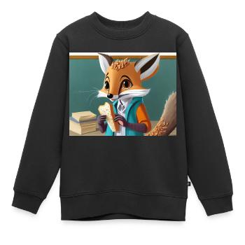 mignon petit renard démoniaque vie quotidienne – déjeuner - Sweat Premium enfant bio - noir - Devant - AI Model Kid Female (0cm)