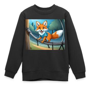 mignon petit renard démon jouant sur une aire de jeux - Sweat Premium enfant bio - noir - Devant - AI Model Kid Female (0cm)