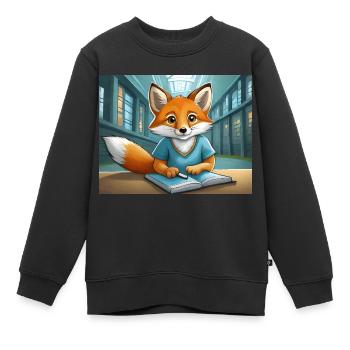 mignon petit renard démoniaque de la vie quotidienne – c’est la lecture - Sweat Premium enfant bio - noir - Devant - AI Model Kid Female (0cm)
