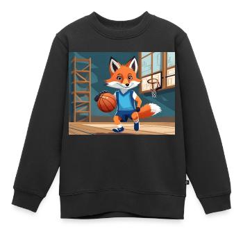 mignon petit renard démon vie quotidienne - basket-ball - Sweat Premium enfant bio - noir - Devant - AI Model Kid Female (0cm)