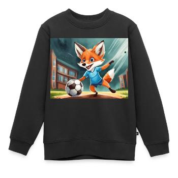 mignon petit renard démon vie quotidienne - football - Sweat Premium enfant bio - noir - Devant - AI Model Kid Female (0cm)