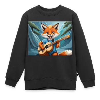 mignon petit renard démon vie quotidienne jouant de la guitare - Sweat Premium enfant bio - noir - Devant - AI Model Kid Female (0cm)