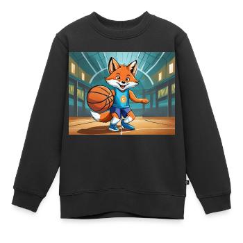 mignon petit renard démon vie quotidienne - basket-ball - Sweat Premium enfant bio - noir - Devant - AI Model Kid Female (0cm)